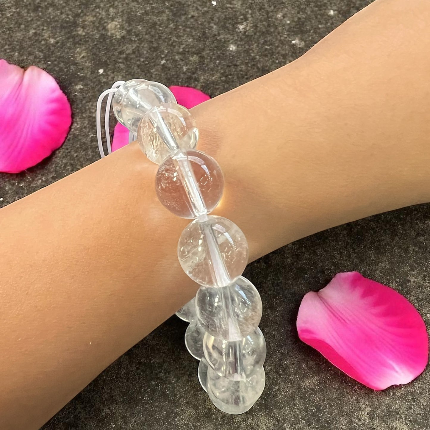 Genuine Clear Quartz Bracelet 12mm with Adjustable Strings (Free shipping)