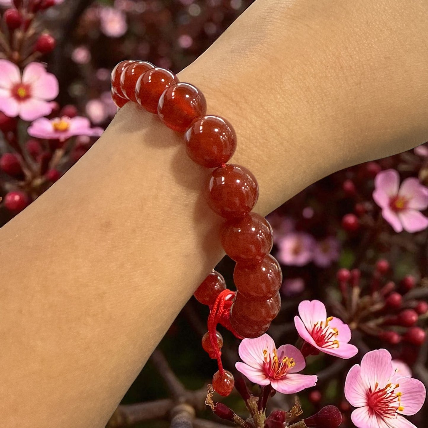 Genuine Carnelian Bracelet 10mm with Adjustable Strings (Free shipping)