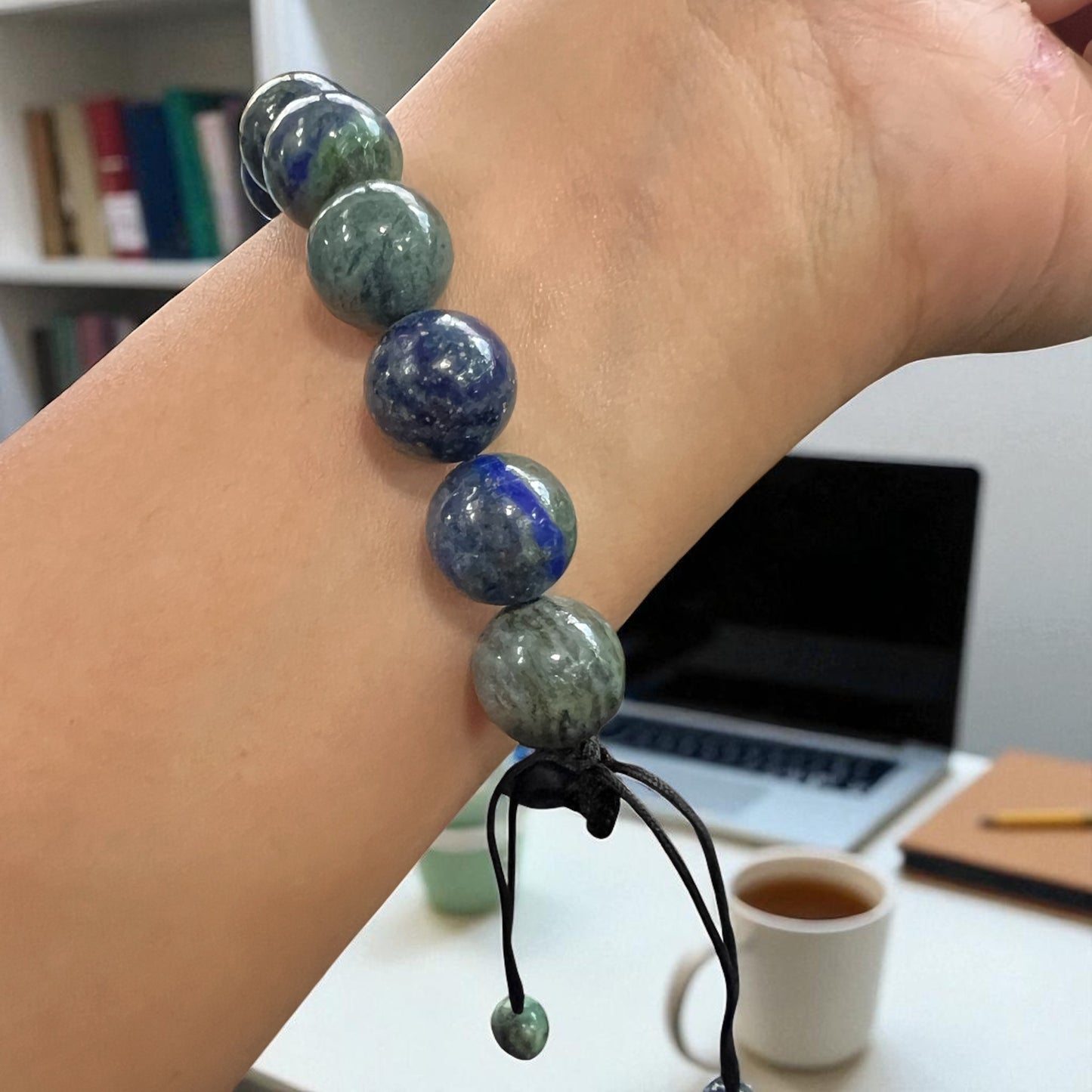 Genuine Chrysocolla Bracelet 12mm with Adjustable Strings (Free shipping)