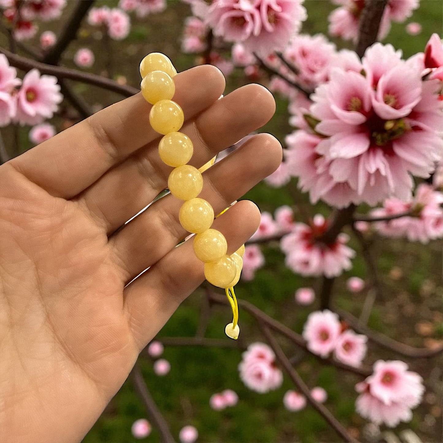 Genuine Honey Calcite Bracelet 10mm with Adjustable Strings (Free shipping)