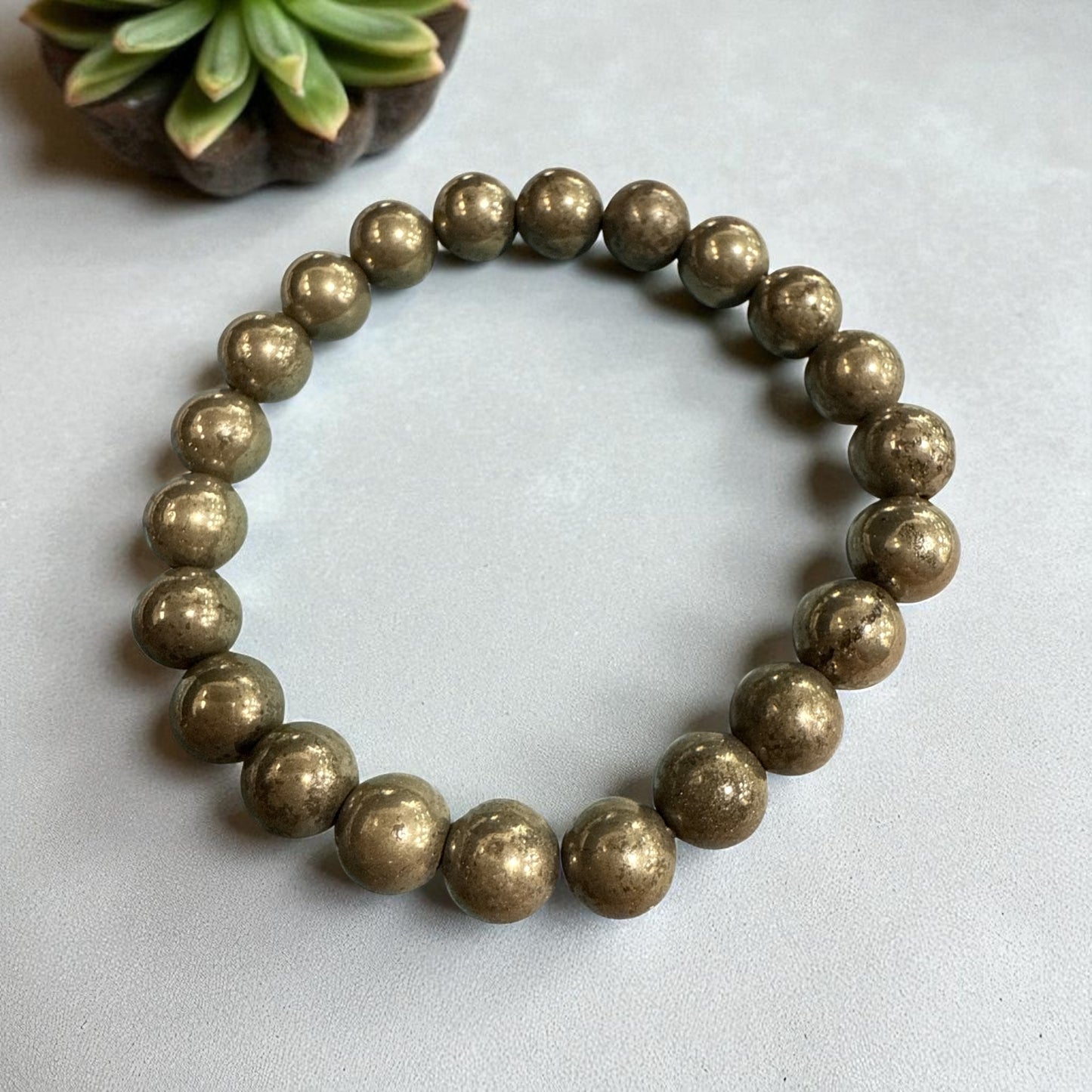 Genuine Pyrite Bracelet 8 mm (Free shipping)