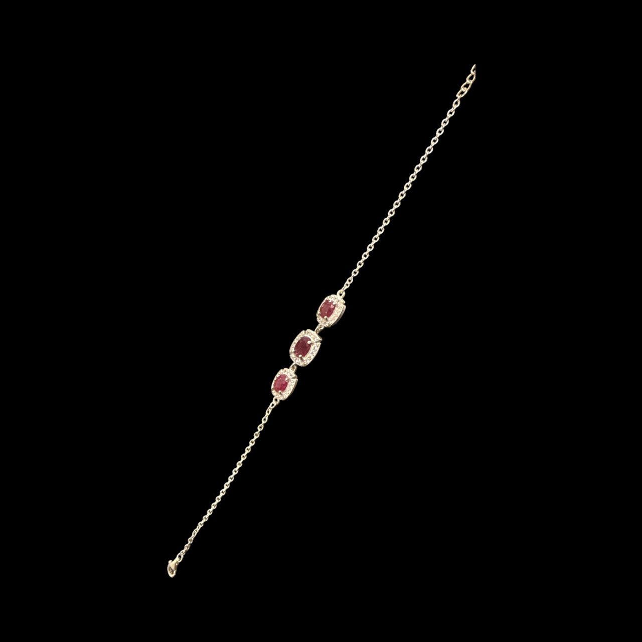 Natural Ruby (Pinkish Red) Bracelet with silver Chain(2.00 Ct) N371