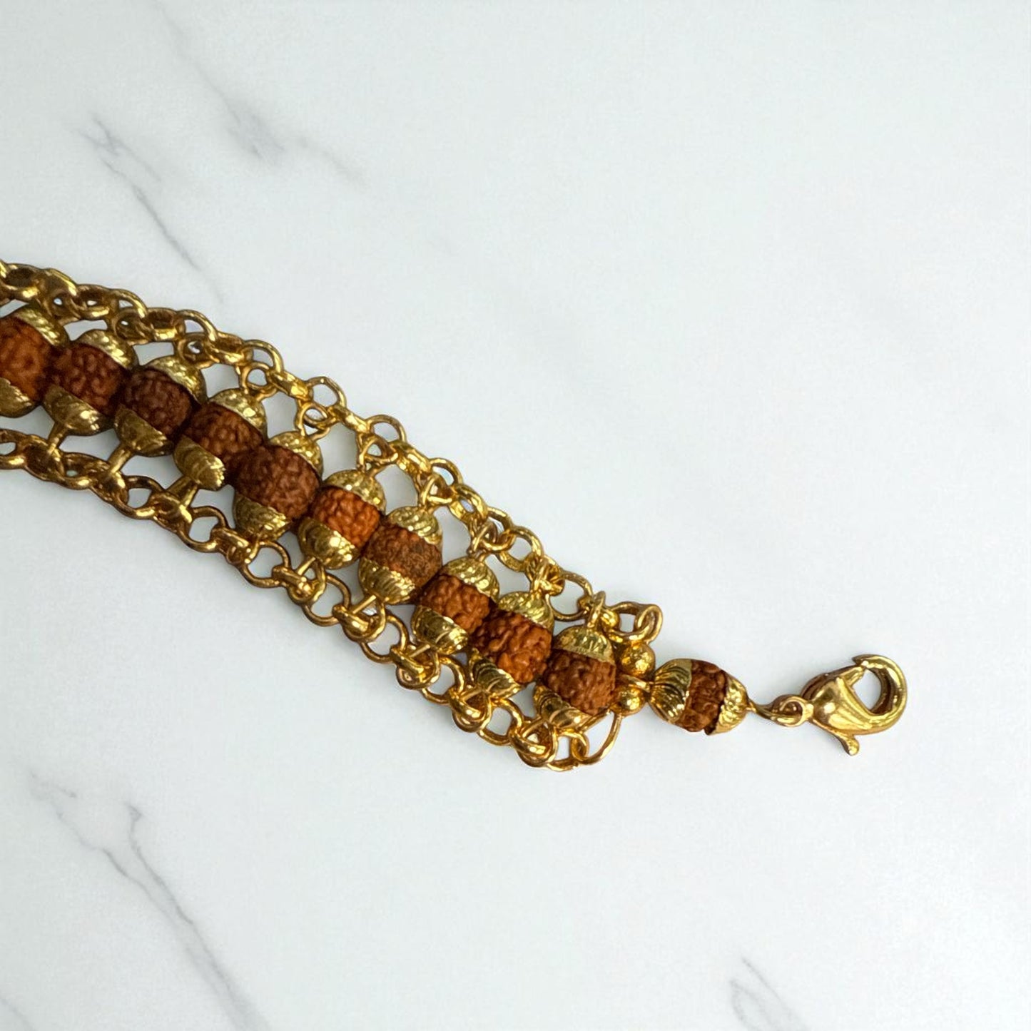Genuine Rudraksha Gold Plated Bracelet | Adjustable tie (Free shipping)