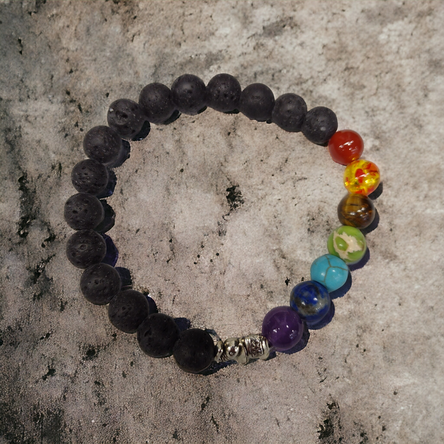 Lava rock beads Bracelet; 7 chakra beads for healing (Free Shipping)