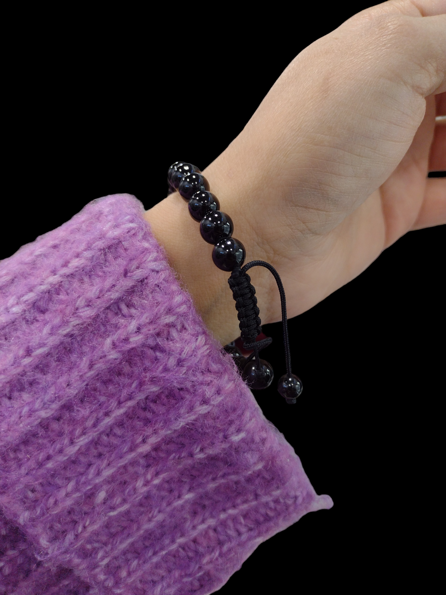 Black Tourmaline Bracelet Grade Natural Chakra Crystal Jewelry 8mm ( Free Shipping )