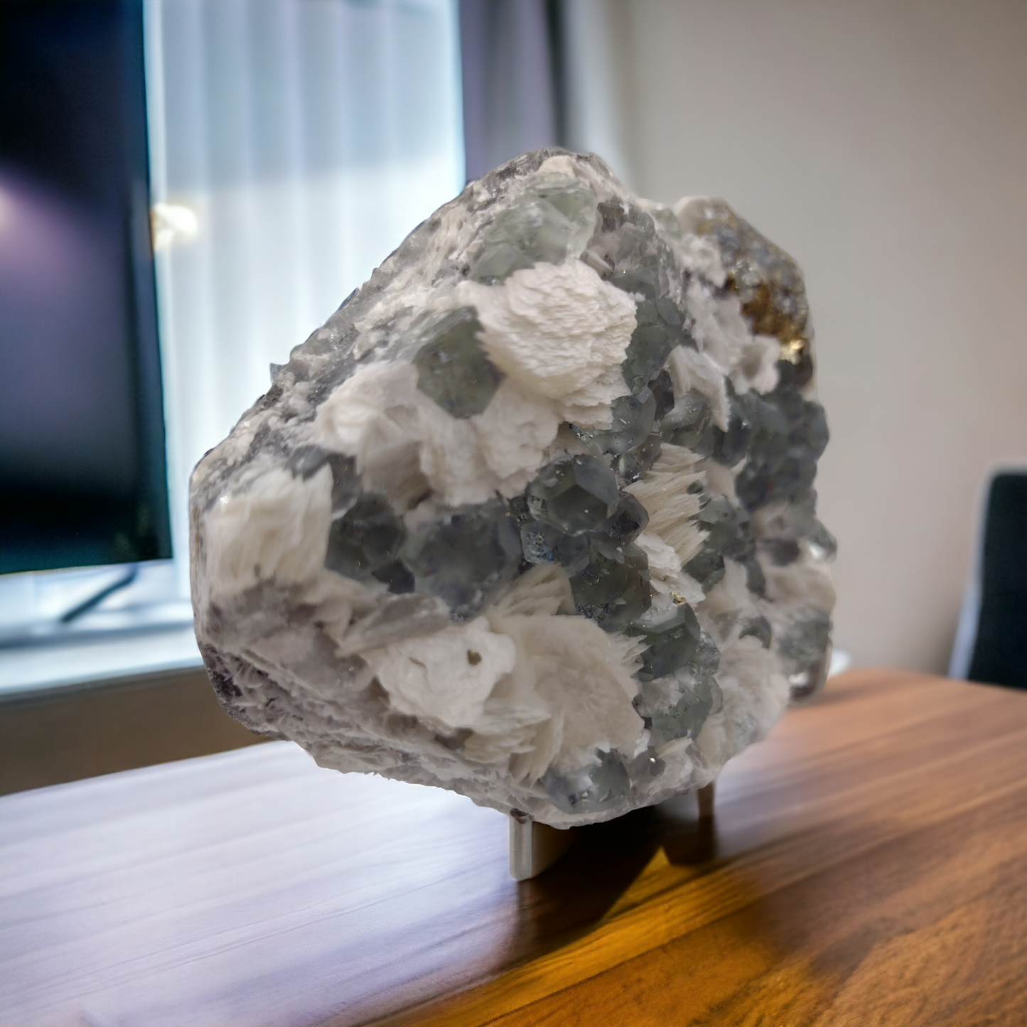 Green fluorite with Pyrite Specimen N77 . ( Free Shipping )