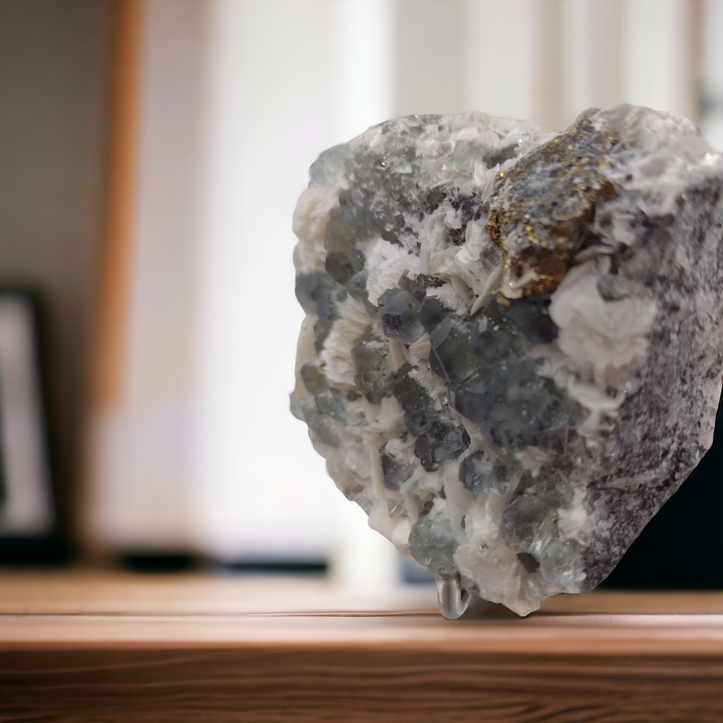 Green fluorite with Pyrite Specimen N77 . ( Free Shipping )