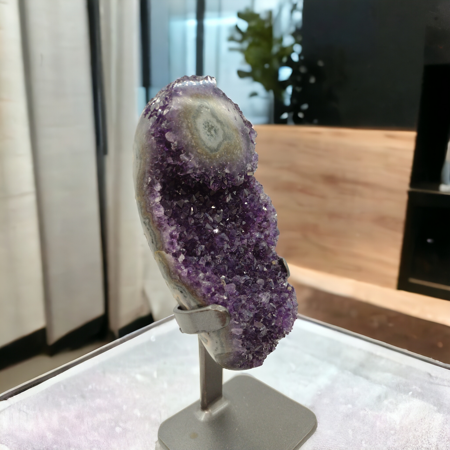 Amethyst Cluster with Green Flower agate Uruguay (High Grade Specimen) N90
