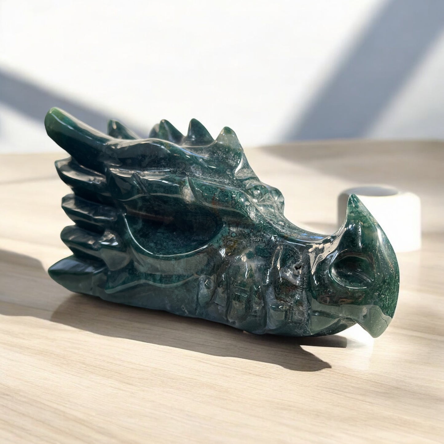 Mose Agate Dragon Carving N330 ( Free Shipping )