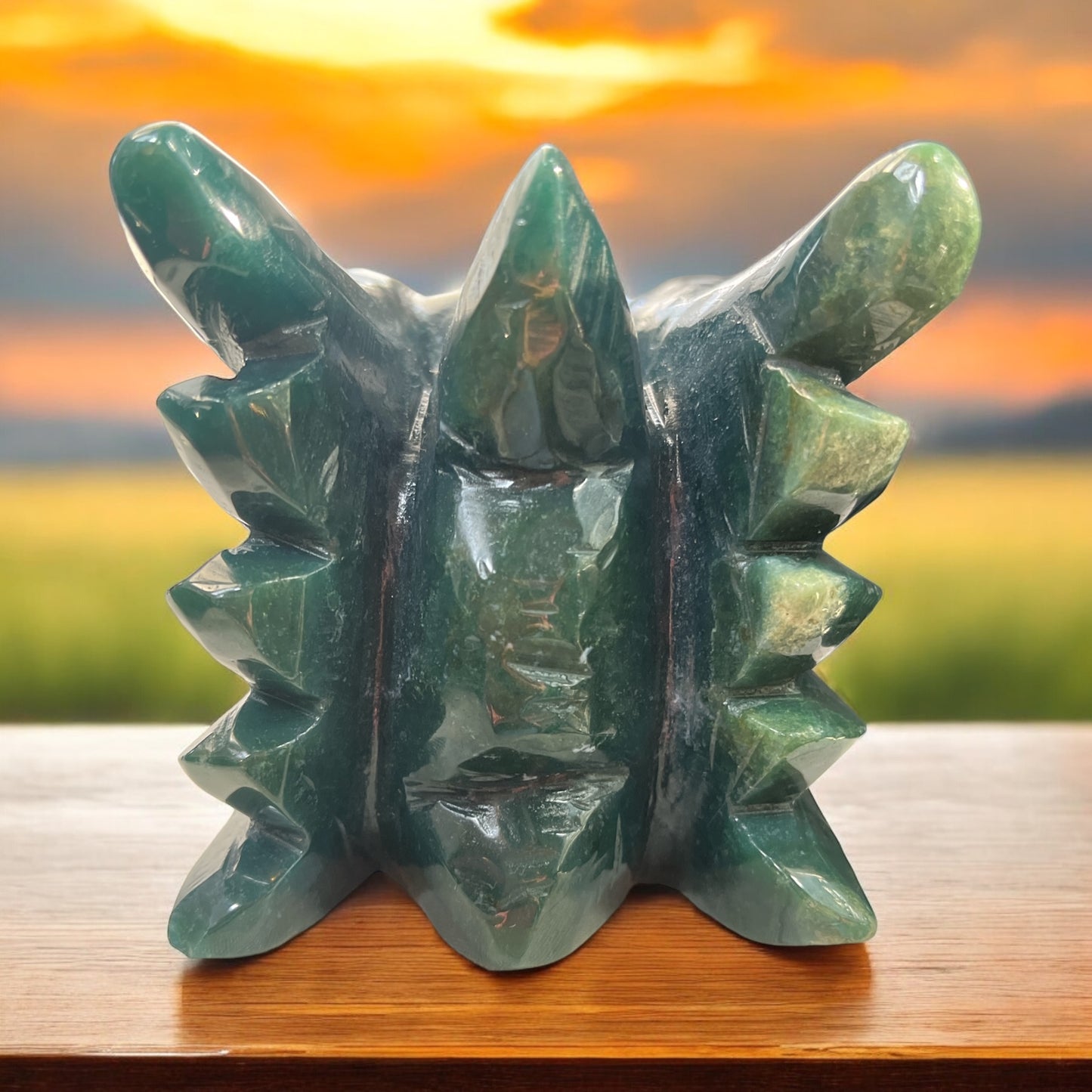 Mose Agate Dragon Carving N330 ( Free Shipping )