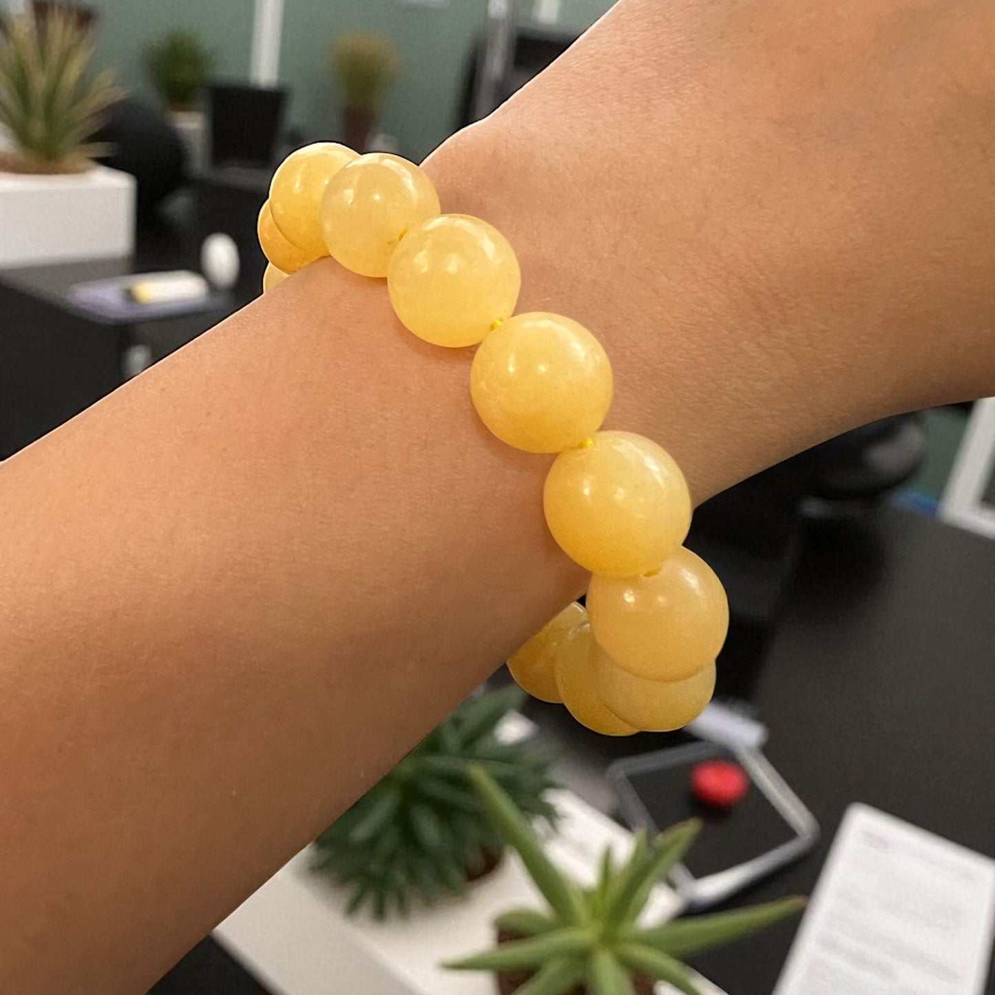 Genuine Honey Calcite Bracelet 12mm with Adjustable Strings (Free shipping)