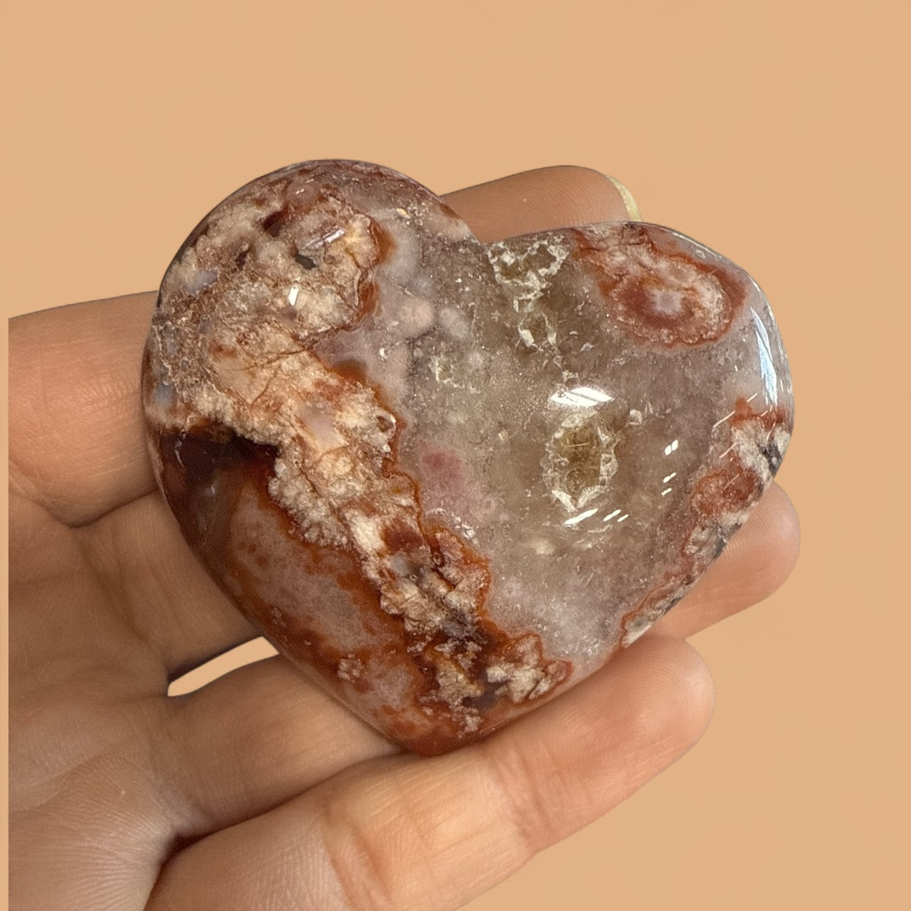 Genuine Heart Shaped flower Agate N408