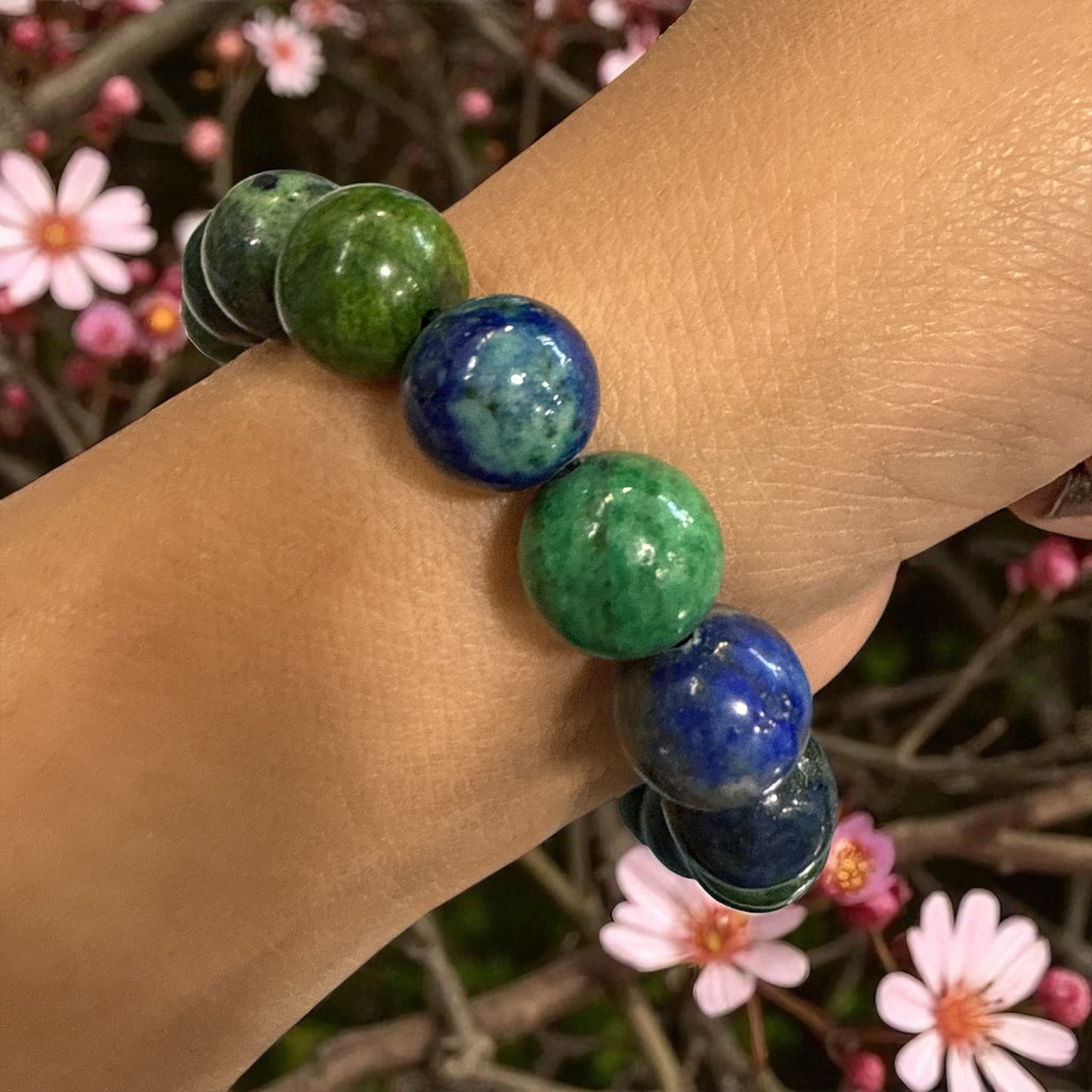 Genuine Chrysocolla Bracelet 10mm with Adjustable Strings (Free shipping)
