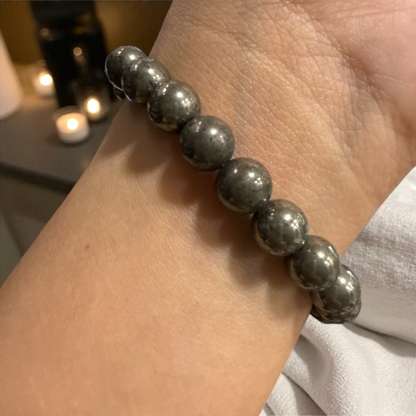 Genuine Pyrite Bracelet 8 mm (Free shipping)
