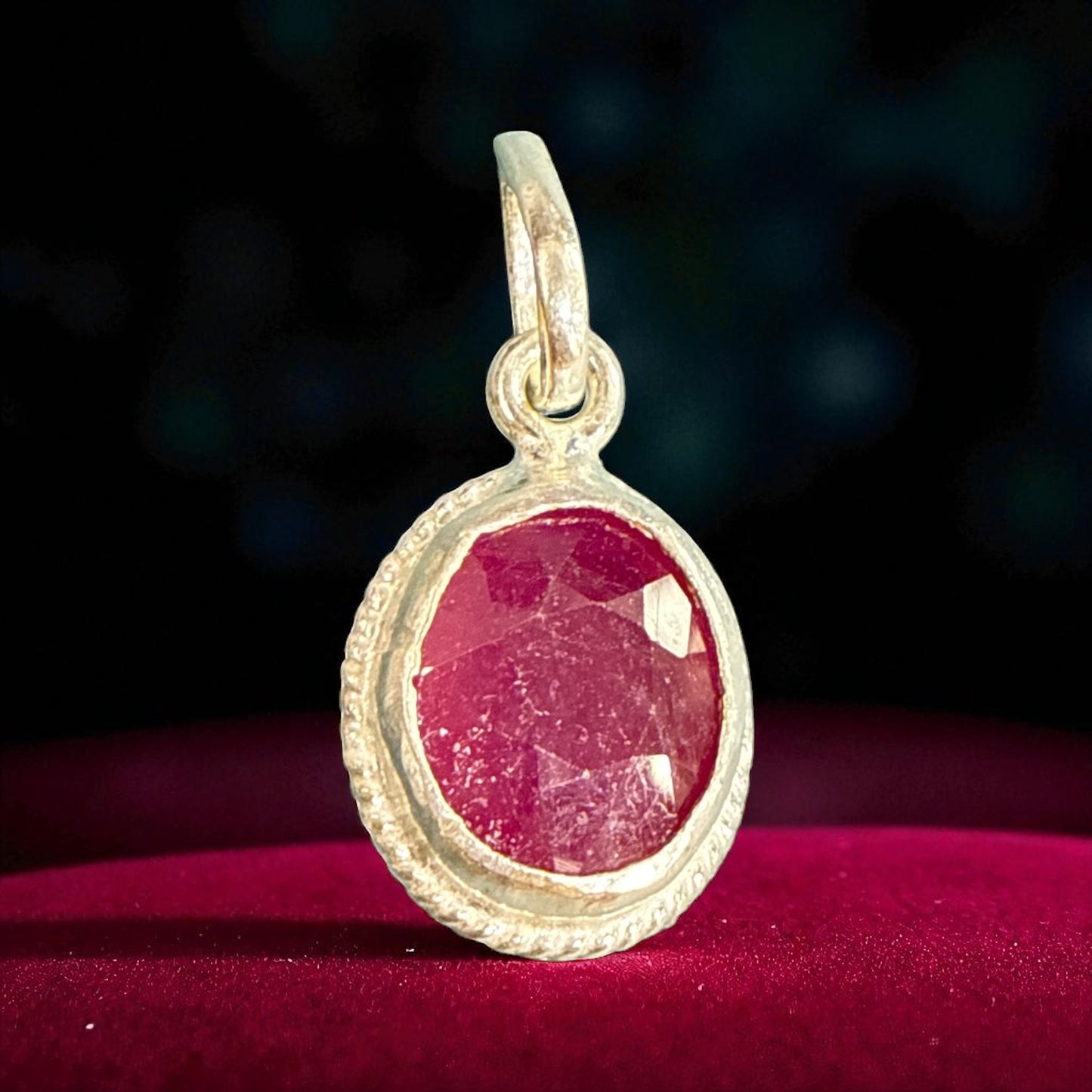 Natural Ruby (Pinkish Red) Pendant with silver 6.30 CT oval cut