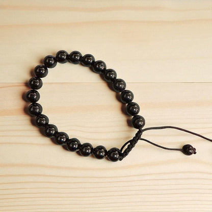 Genuine Black Tourmaline Bracelet 8 mm with Adjustable Strings (Free shipping)