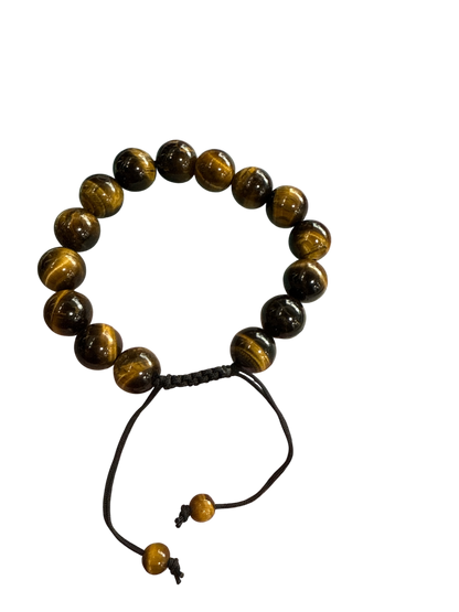 Genuine Tiger eye Bracelet 12mm with Adjustable Strings (Free shipping)