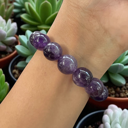 Genuine Amethyst Bracelet 12mm with Adjustable Strings (Free shipping)