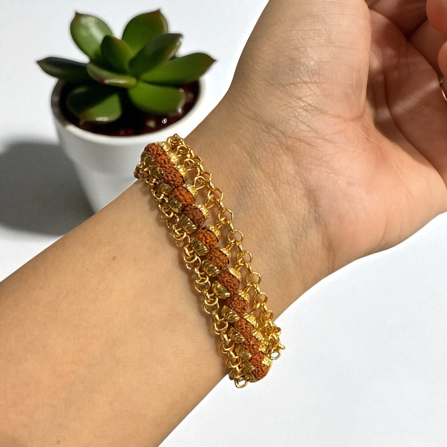 Genuine Rudraksha Gold Plated Bracelet | Adjustable tie (Free shipping)