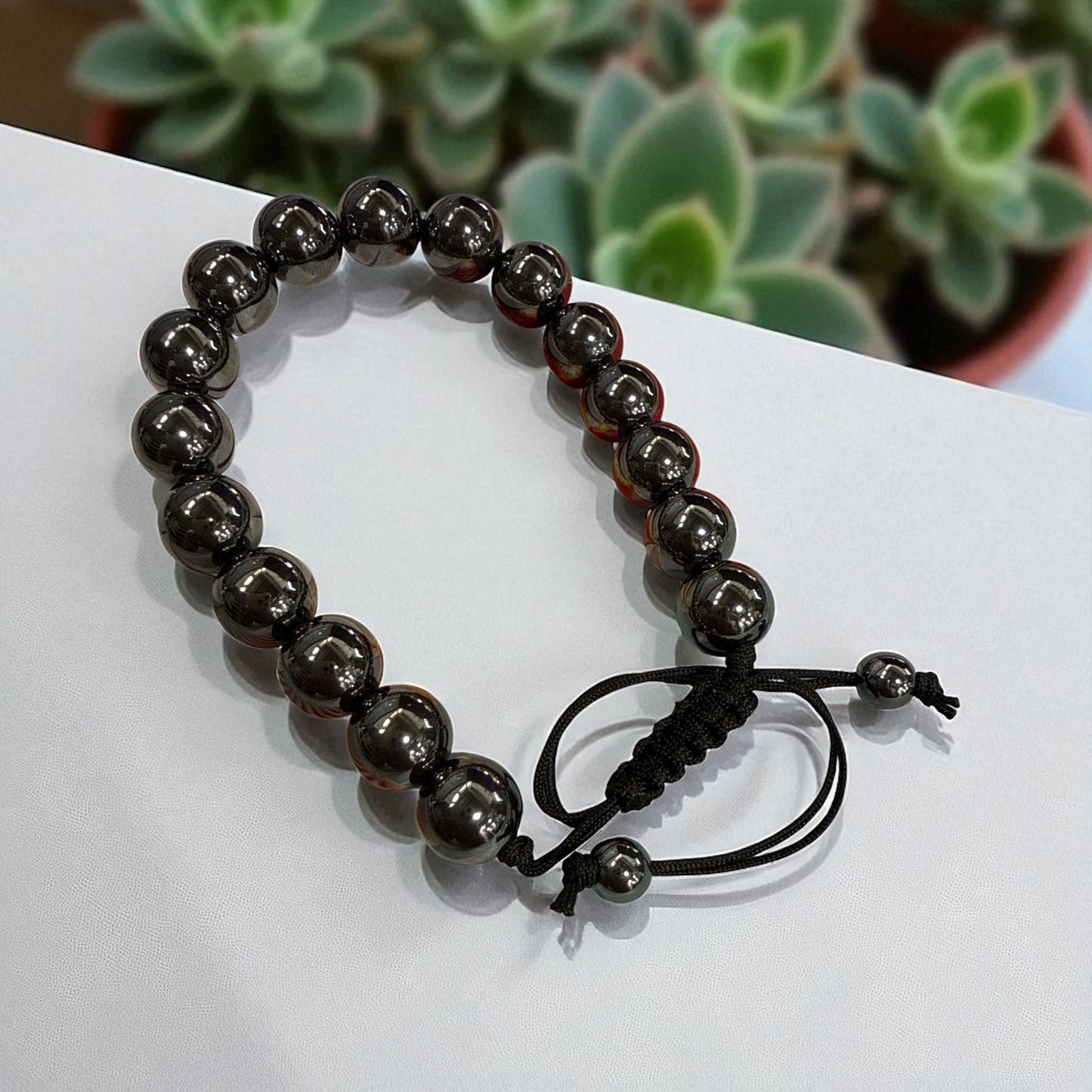 Genuine Hematite Bracelet 10mm with Adjustable Strings (Free shipping)