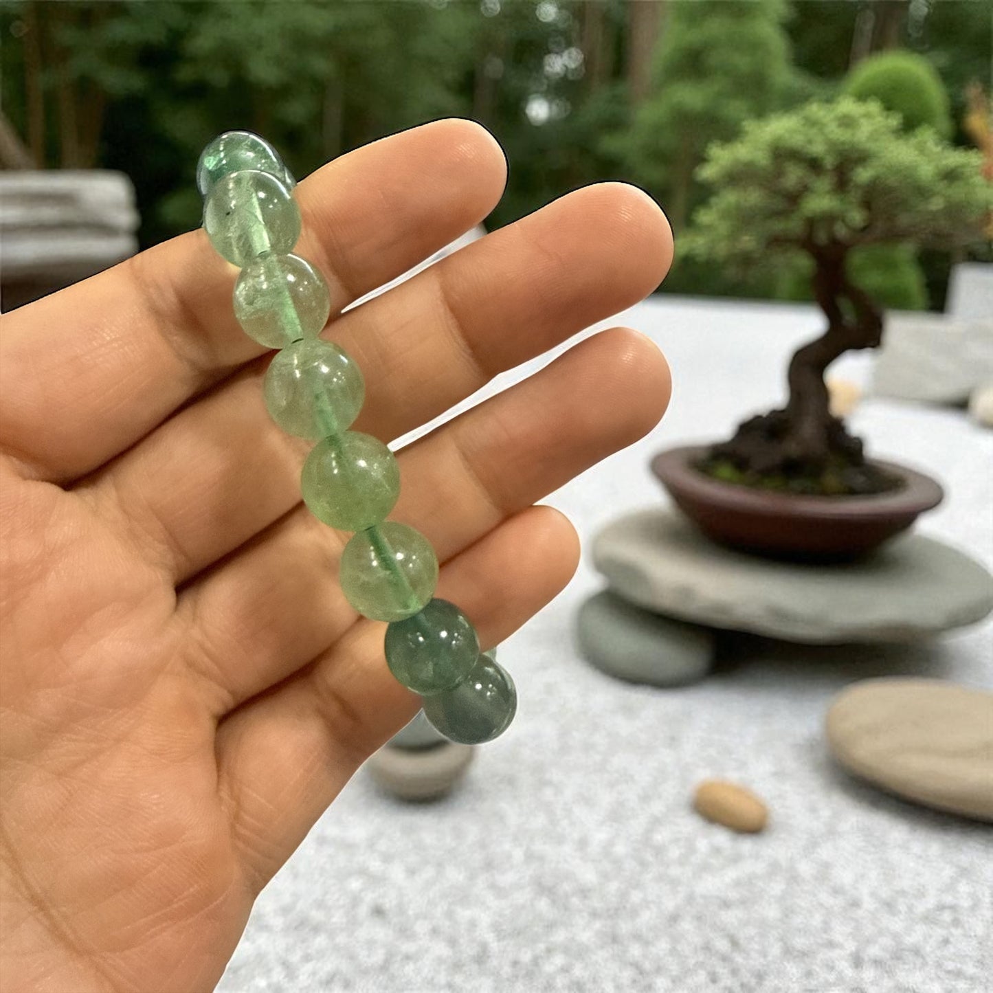 Genuine Green fluorite Bracelet 10mm with Adjustable Strings (Free shipping)