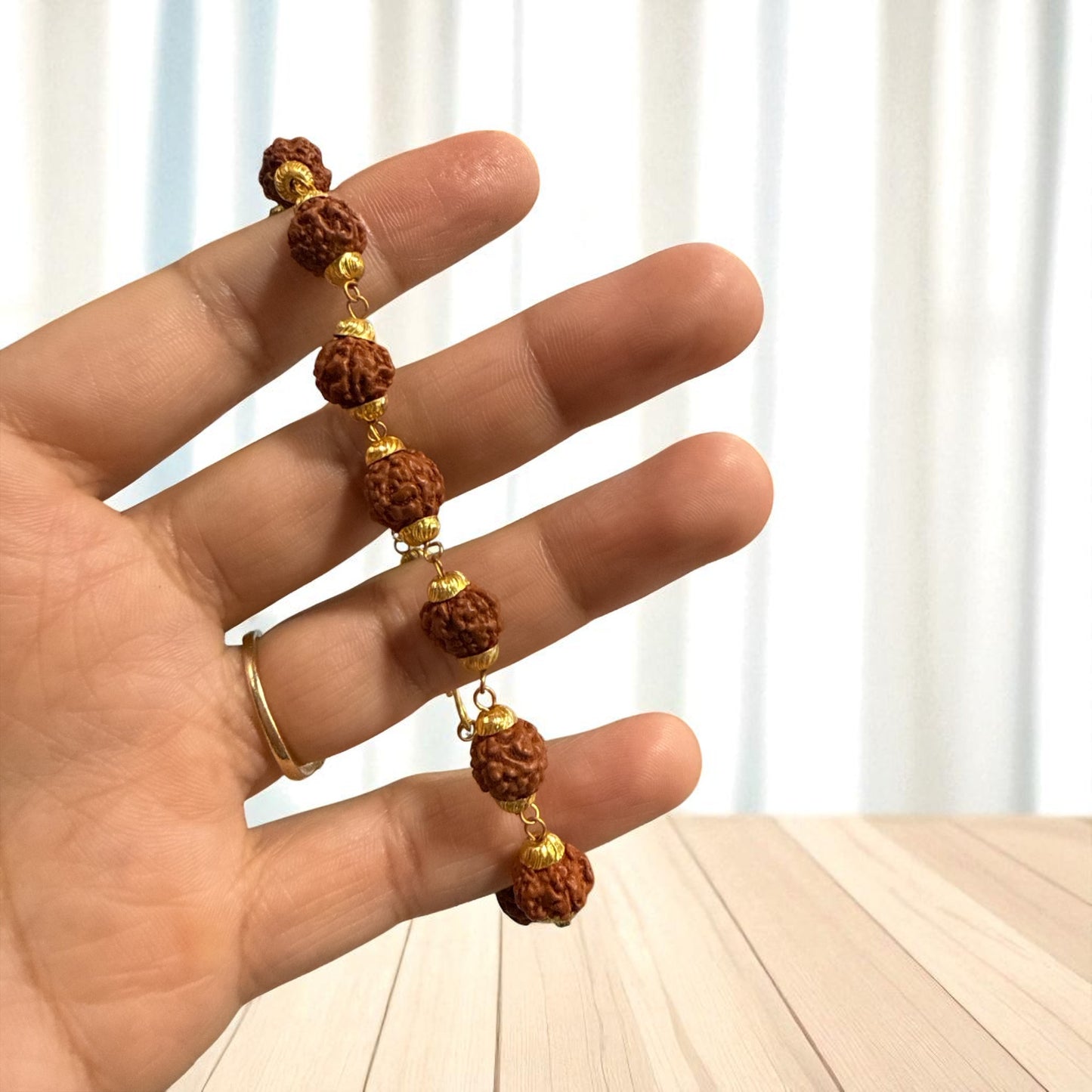 Genuine Rudraksha Gold Plated Bracelet | Adjustable tie (Free shipping)