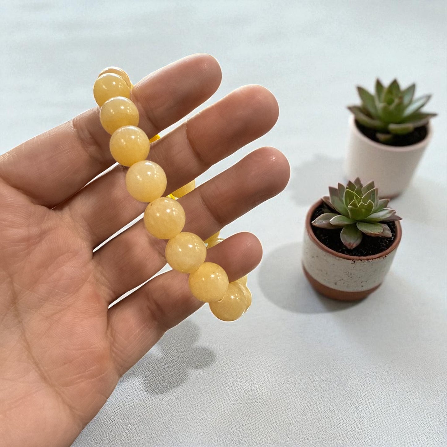 Genuine Honey Calcite Bracelet 10mm with Adjustable Strings (Free shipping)