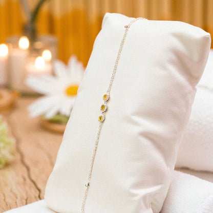Natural Sapphire (Yellow) with silver Chain Bracelet N372