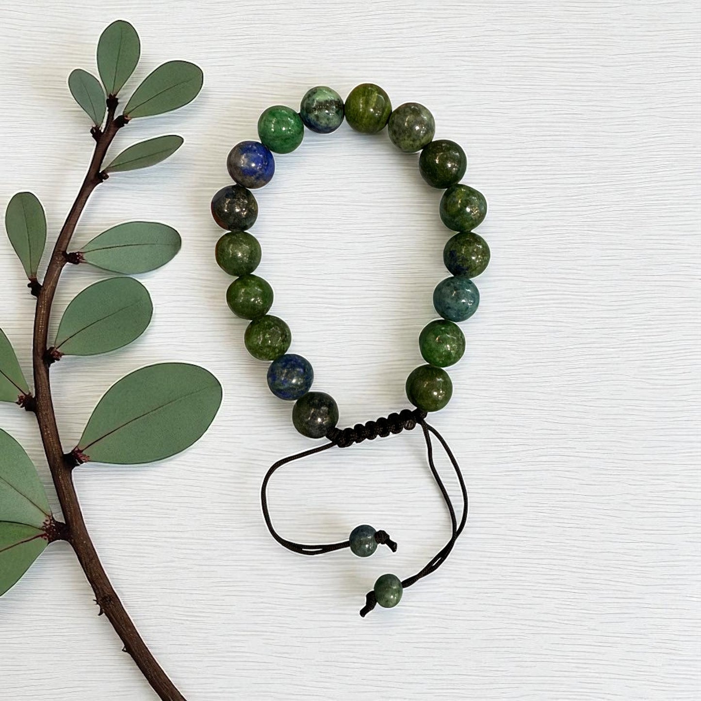Genuine  Chrysocolla Bracelet 10mm with Adjustable Strings (Free shipping)