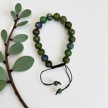 Genuine  Chrysocolla Bracelet 10mm with Adjustable Strings (Free shipping)