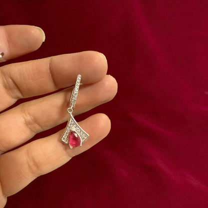 Natural Ruby (Pinkish Red) Earrings with silver 2.00 CT pear cut N368
