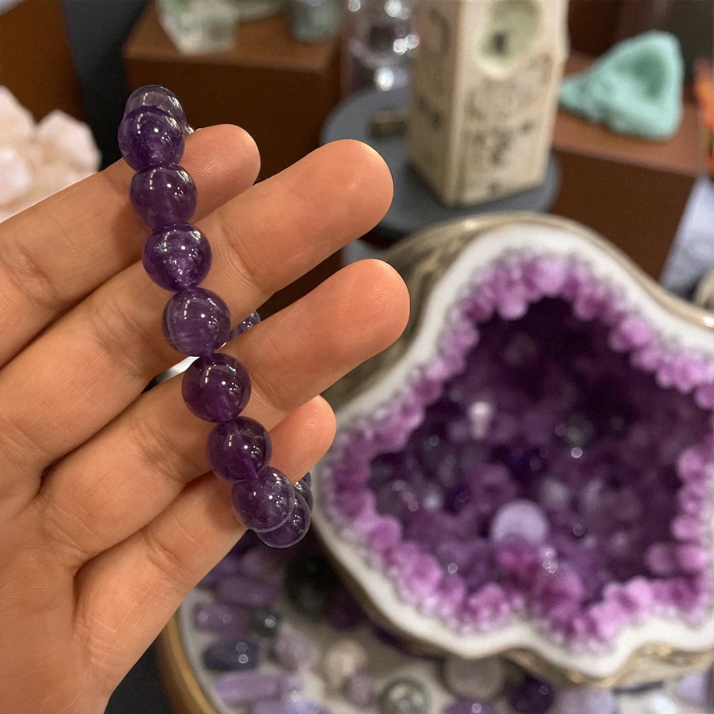 Genuine Amethyst Bracelet 10mm with Adjustable Strings (Free shipping)