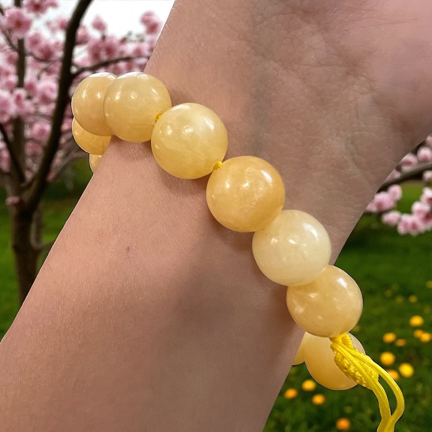 Genuine Honey Calcite Bracelet 12mm with Adjustable Strings (Free shipping)