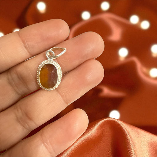 Natural Sapphire (Yellow) with silver Pendant 5.40 CT