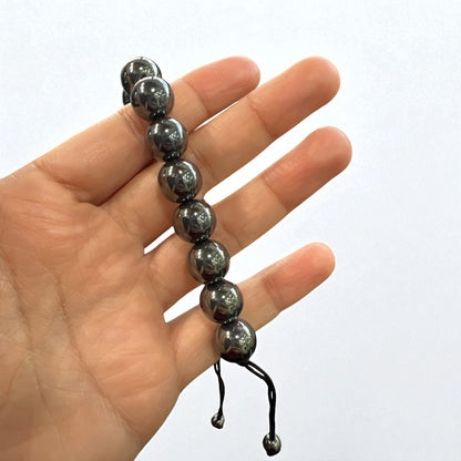 Genuine Hematite Bracelet 12mm with Adjustable Strings (Free shipping)