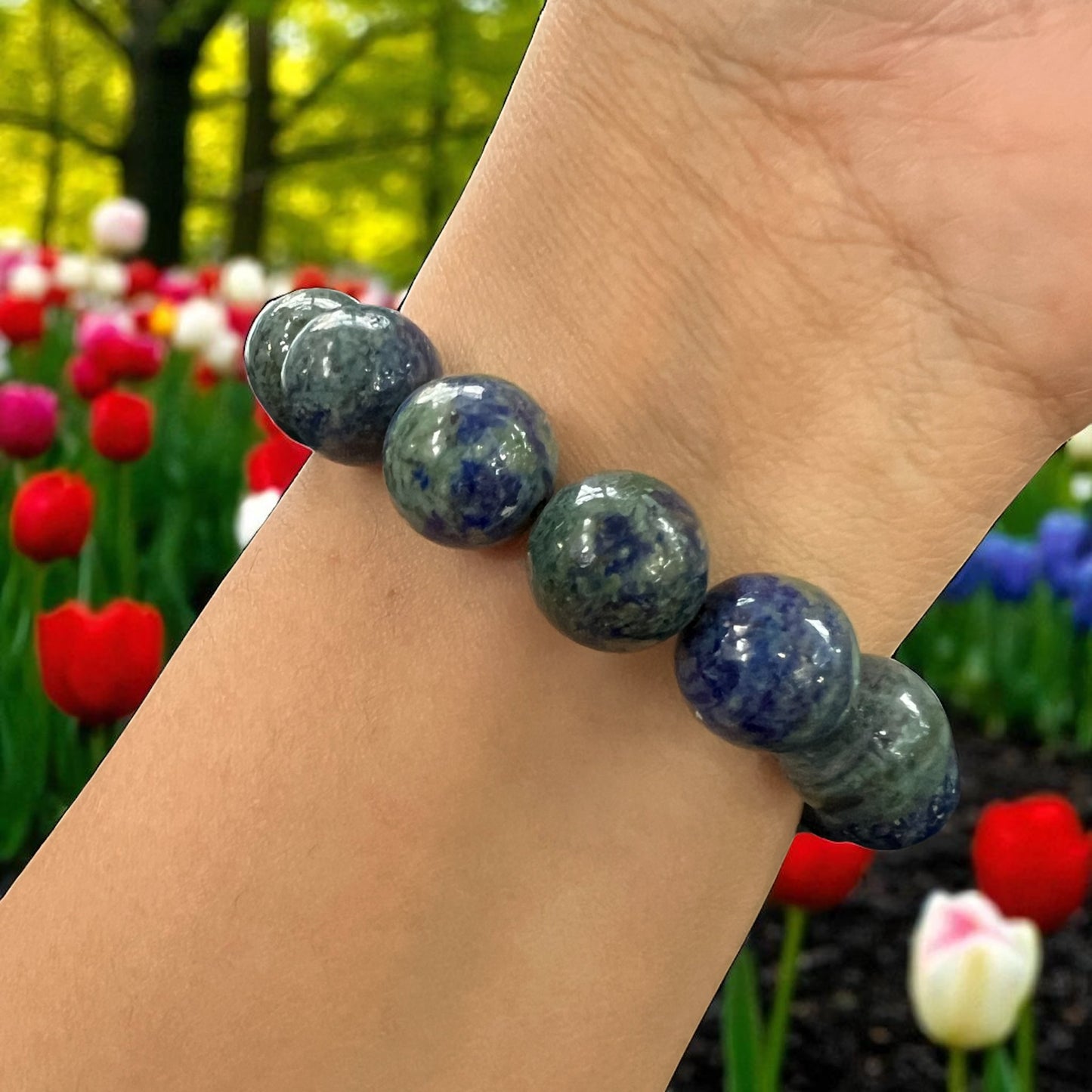 Genuine  Chrysocolla Bracelet 12mm with Adjustable Strings (Free shipping)