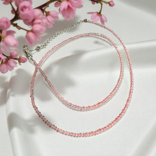 Rose quartz necklace N458