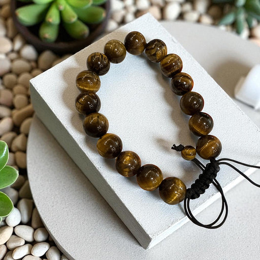 Genuine Tiger eye Bracelet 10mm with Adjustable Strings (Free shipping)