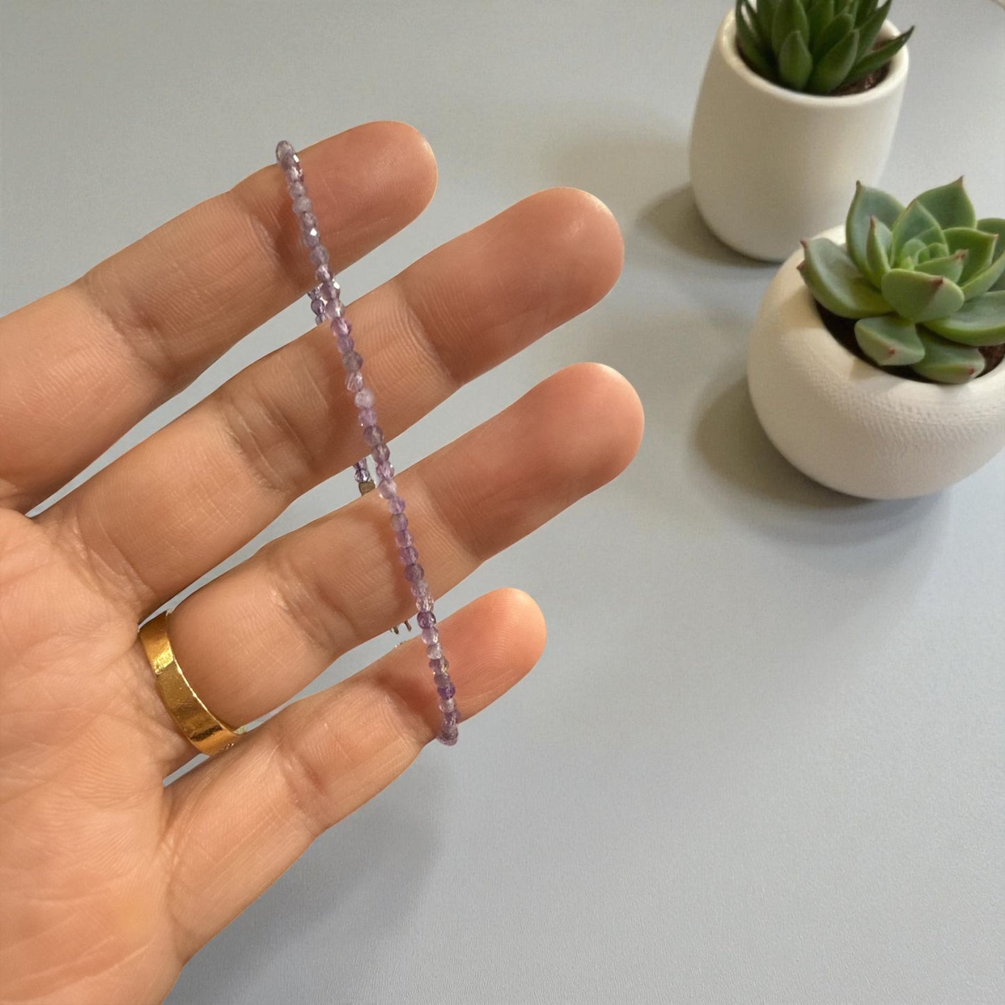 Amethyst bracelet adjustable N454