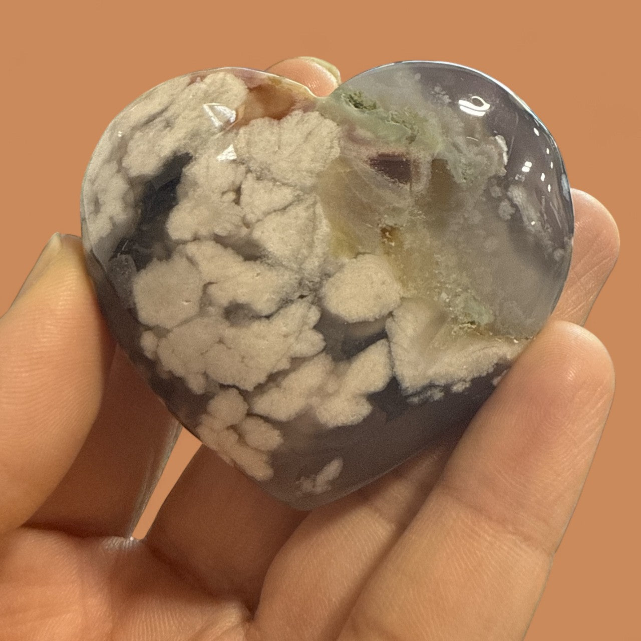 Genuine Heart Shaped flower Agate  N407