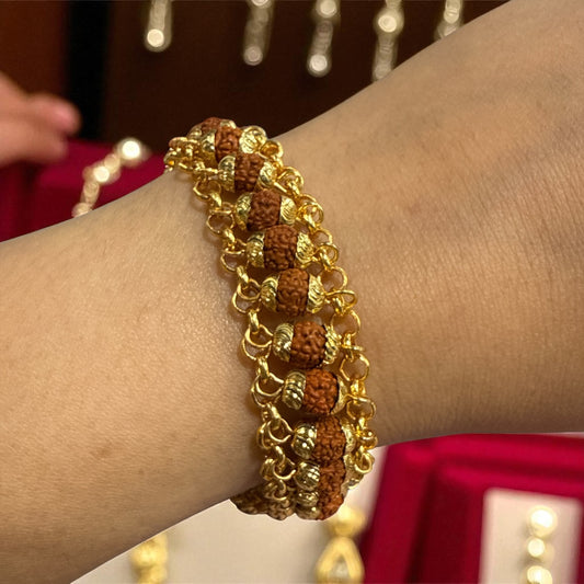 Genuine Rudraksha Gold Plated Bracelet | Adjustable tie (Free shipping)