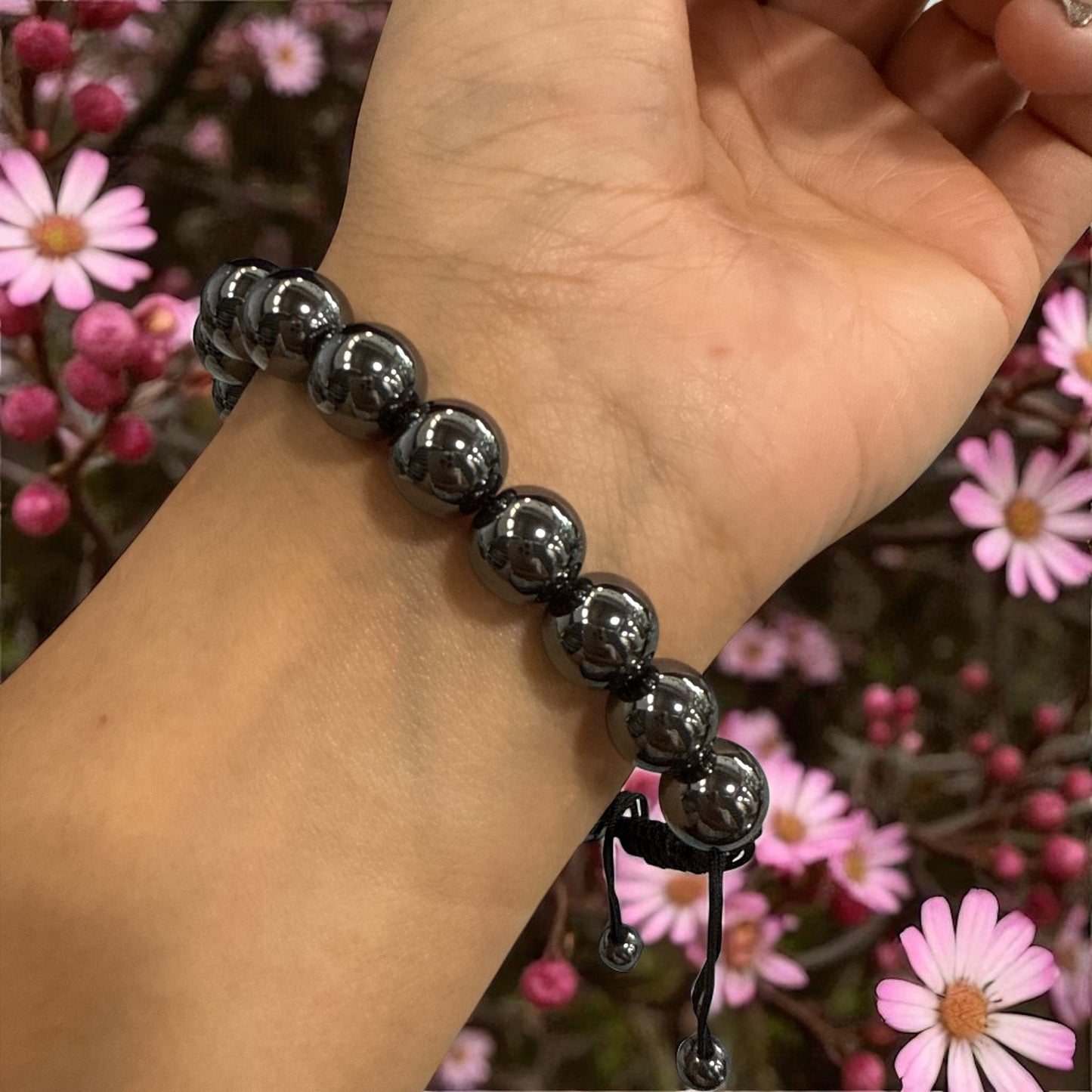 Genuine Hematite Bracelet 10mm with Adjustable Strings (Free shipping)