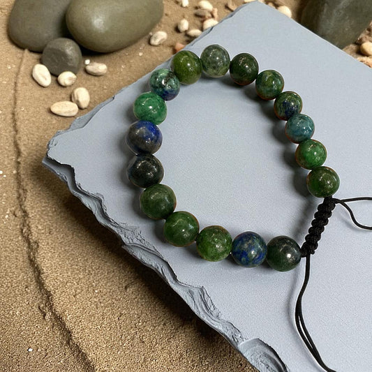 Genuine  Chrysocolla Bracelet 10mm with Adjustable Strings (Free shipping)