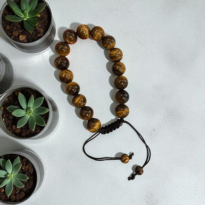 Genuine Tiger eye Bracelet 10mm with Adjustable Strings (Free shipping)
