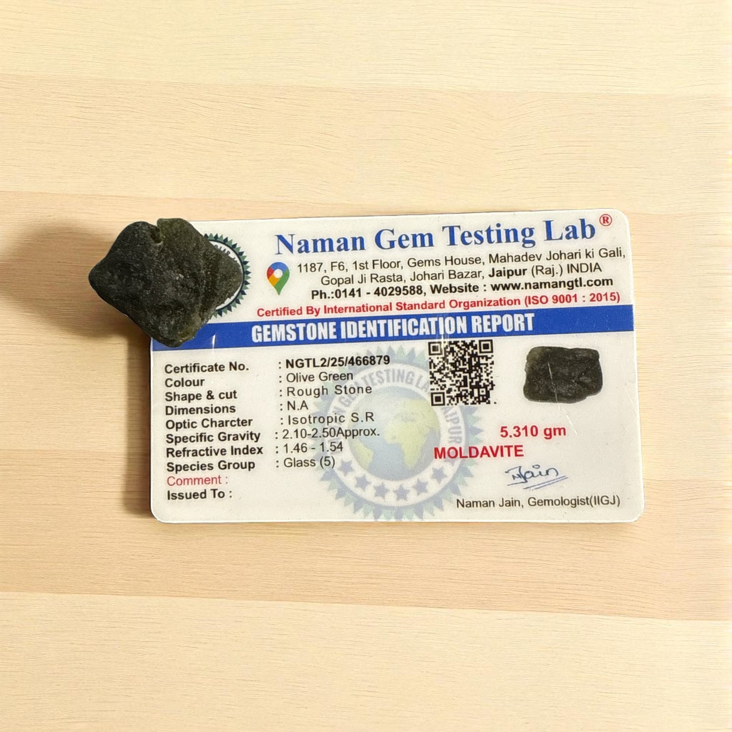 Moldavite (Olive Green) 5.310 Gm N375