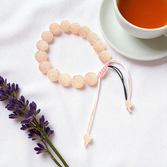 Genuine Rose quartz Bracelet 12mm with Adjustable Strings (Free shipping)