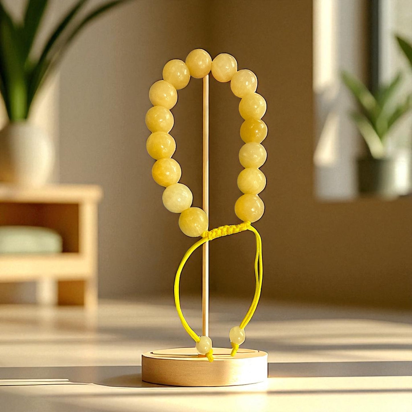Genuine Honey Calcite Bracelet 12mm with Adjustable Strings (Free shipping)