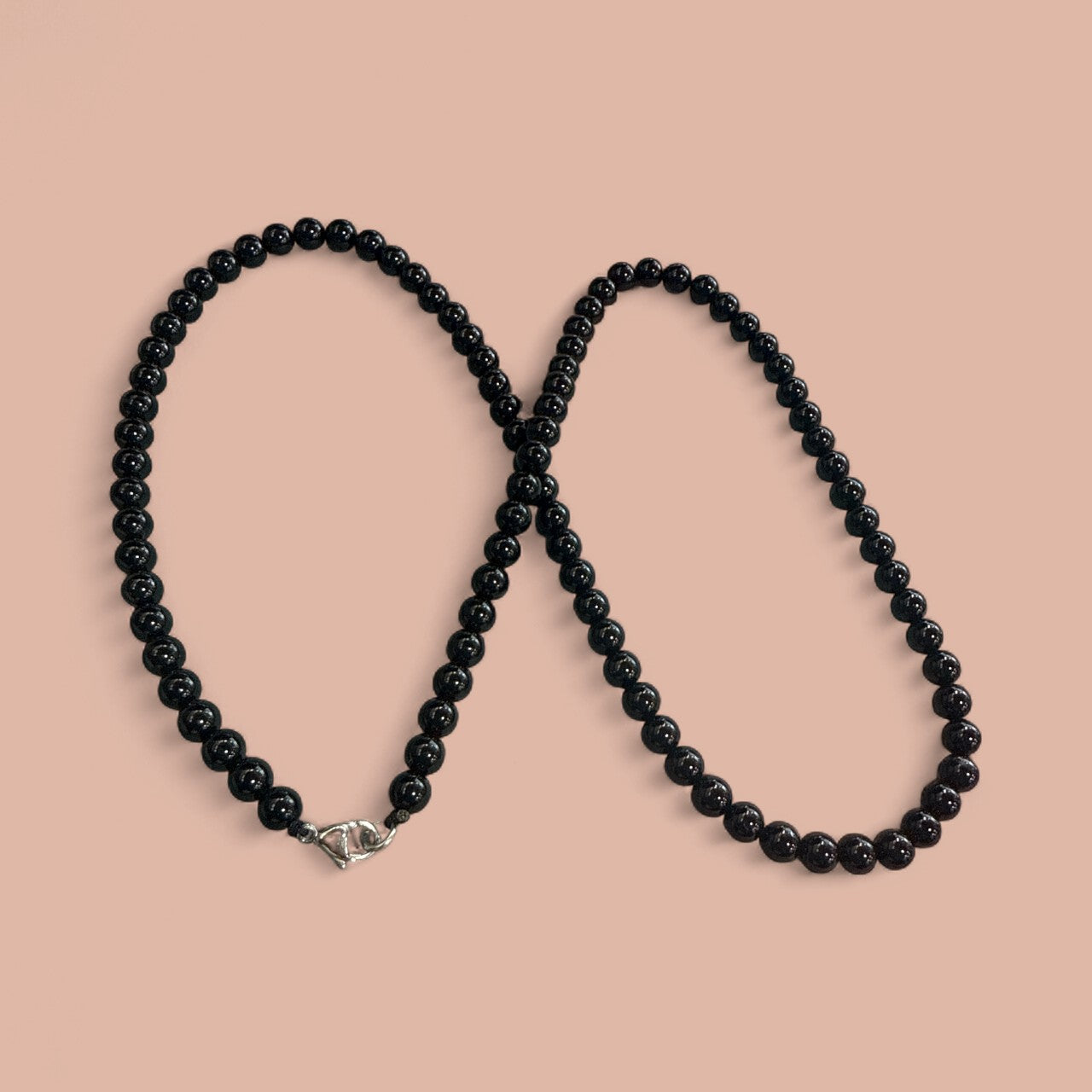 Black Tourmaline Necklace 94 beads N416