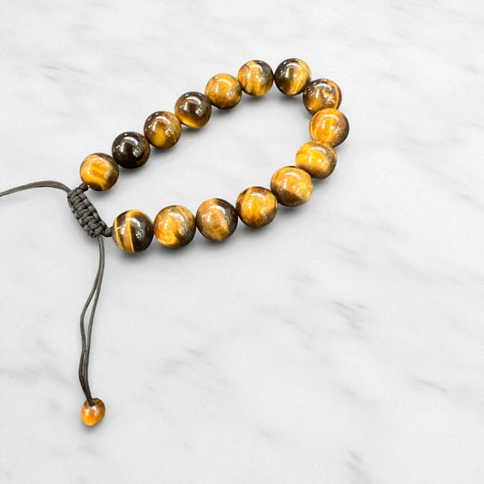 Genuine Tiger eye Bracelet 12mm with Adjustable Strings (Free shipping)