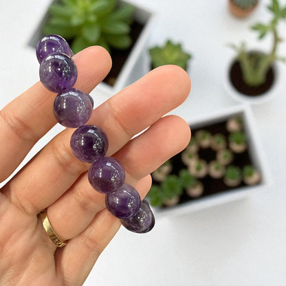 Genuine Amethyst Bracelet 12mm with Adjustable Strings (Free shipping)